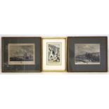 A small collection of various pictures and prints including two 18th century steel engravings