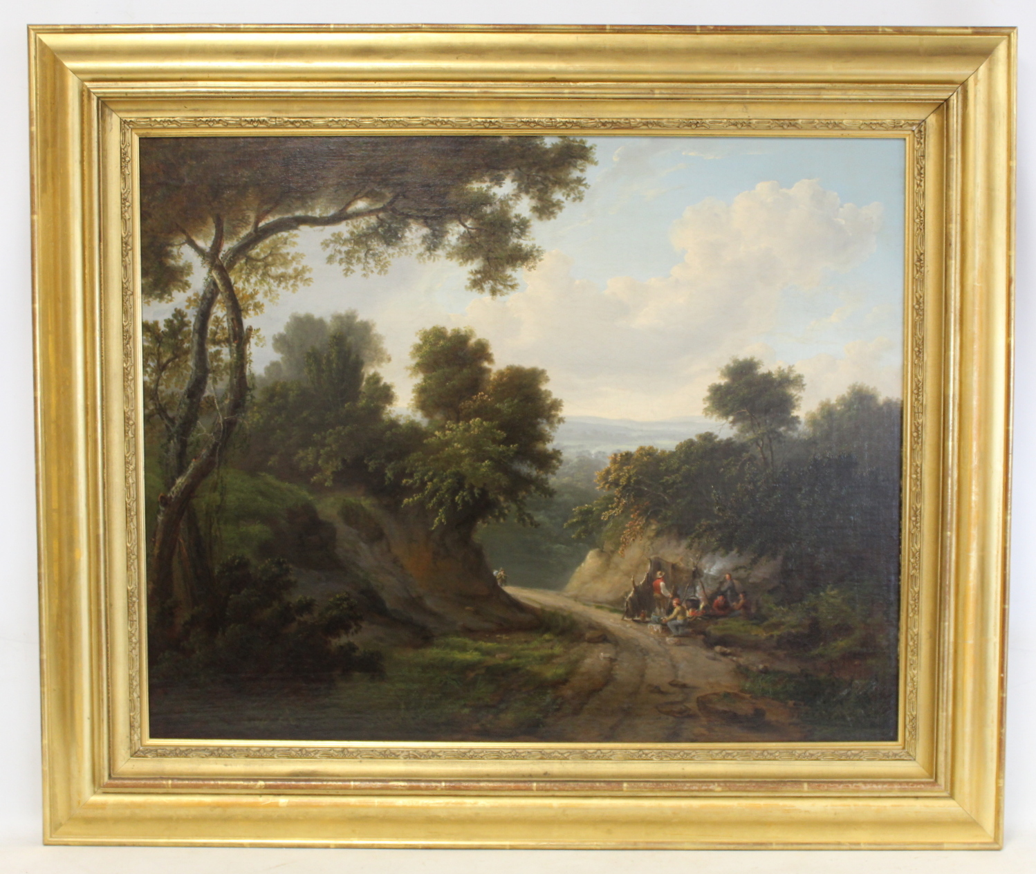 THE MANNER OF JOHN RATHBONE (BRITISH C.1750-1807).Gypsy encampment.Oil on canvas.56cm x 70cm.