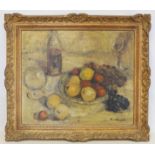 MARGARET MCCURRACH (MID 20TH CENTURY SCOTTISH).Fruit and flowers.Oil on canvas.49.5cm x 59cm.Signed.