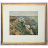 JESSIE MOTHERSOLE.Roman Wall by the Tyne.Watercolour.21.5cm x 26cm.Signed, inscribed with title