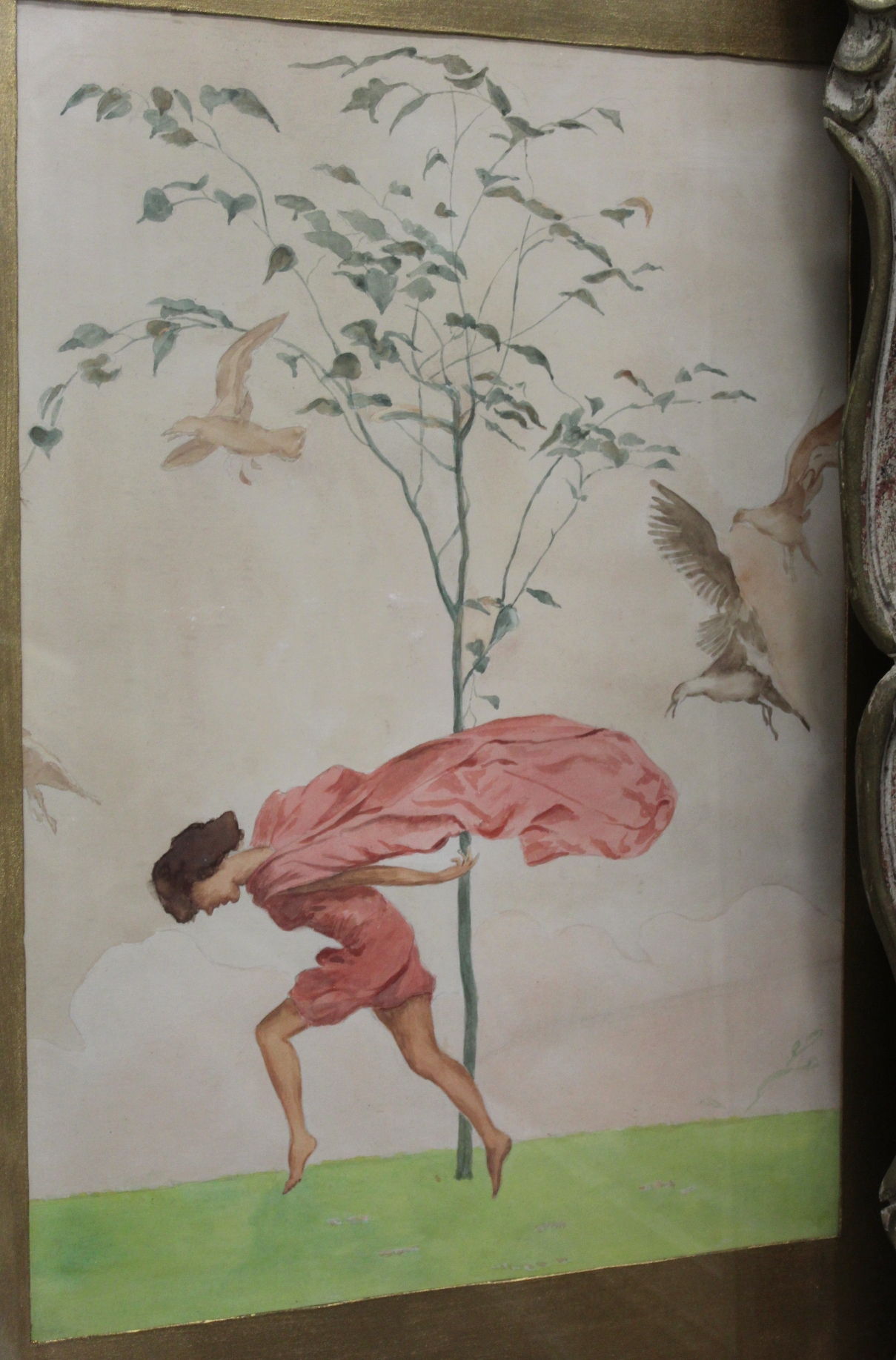 ATTRIB. KEITH HENDERSON (1883 - 1982)Running girl with birds and tree - 1920s book illustration. - Image 4 of 7