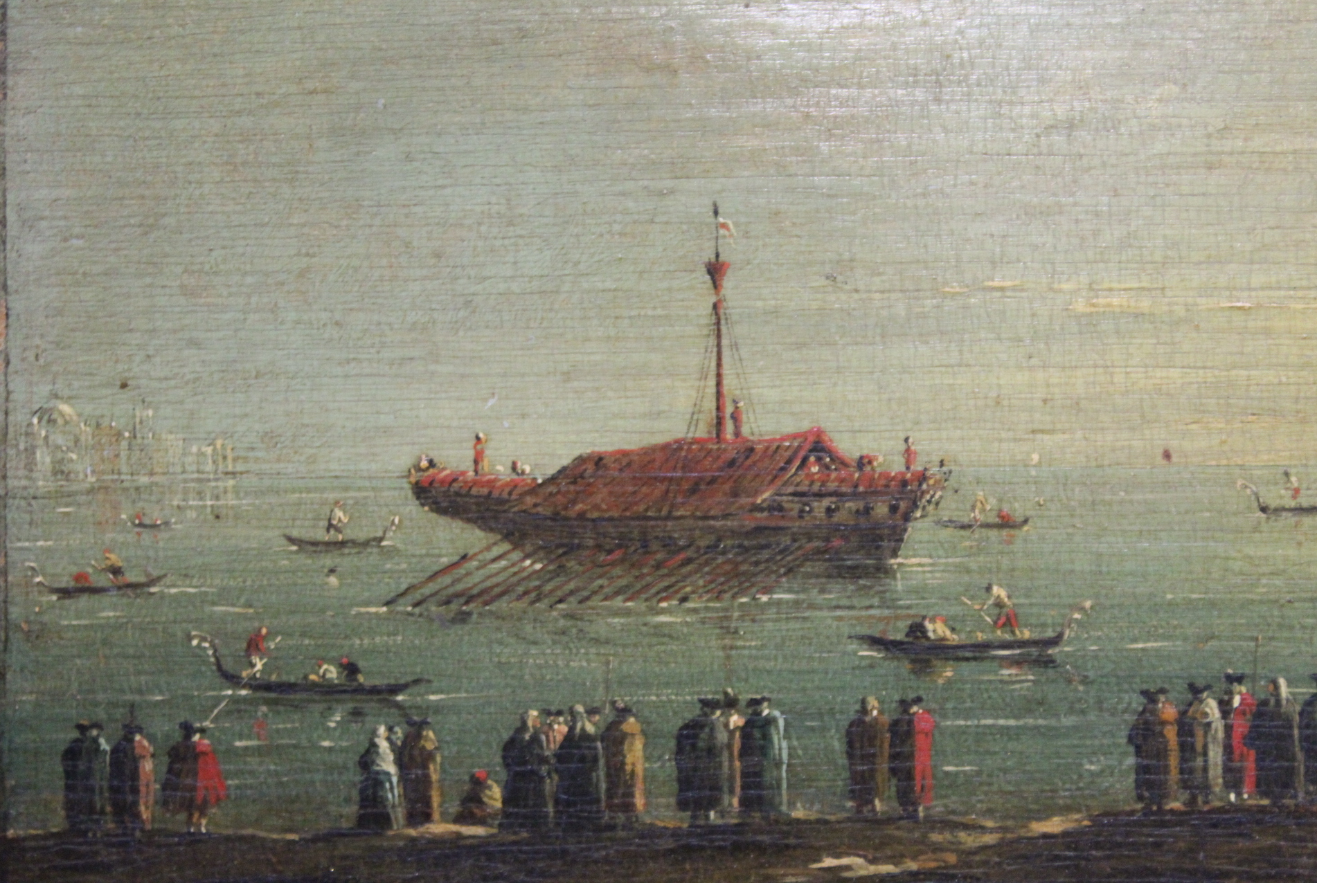 CIRCLE OF GIOVANNI ANTONIO GUARDI.State barge with small boats, figures on the shore and St. Maria - Image 11 of 18