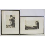 Highland landscapes - two monochrome etchings by John George Mathieson (exh. 1918 to 1940), 29cm x