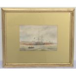 I. B. NORMAN.Port Carlisle, Robert Burns ship.Watercolour over pencil.18cm x 26cm.Signed,