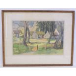 PHILIP WILSON (20TH CENTURY SCOTTISH).Swanston village.Watercolour.33cm x 51cm.Signed, inscribed