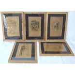 DAMULTA(?), EARLY 20TH CENTURY SCHOOL.Five sketches of Middle Eastern subjects.Black crayon on brown