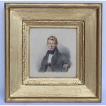 THOMAS HEATHFIELD CARRICK.Portrait of William James Blacklock as a young man.Watercolour.14.5cm x