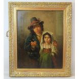 LATE 19TH/EARLY 20TH CENTURY ITALIAN SCHOOL.Two children begging.Oil on canvas.28cm x 22cm.Unsigned.