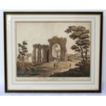 The Ruins of Furness Abbey, Lancashire, an aquatint c.1810, 38cm x 51cm.