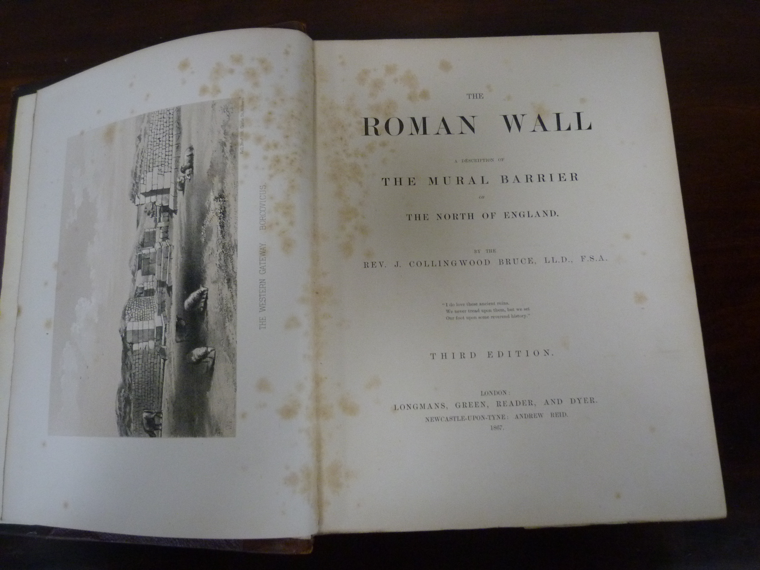 COLLINGWOOD BRUCE J.  The Roman Wall. Litho plates & other illus. Quarto. Half morocco, rubbing & - Image 2 of 3