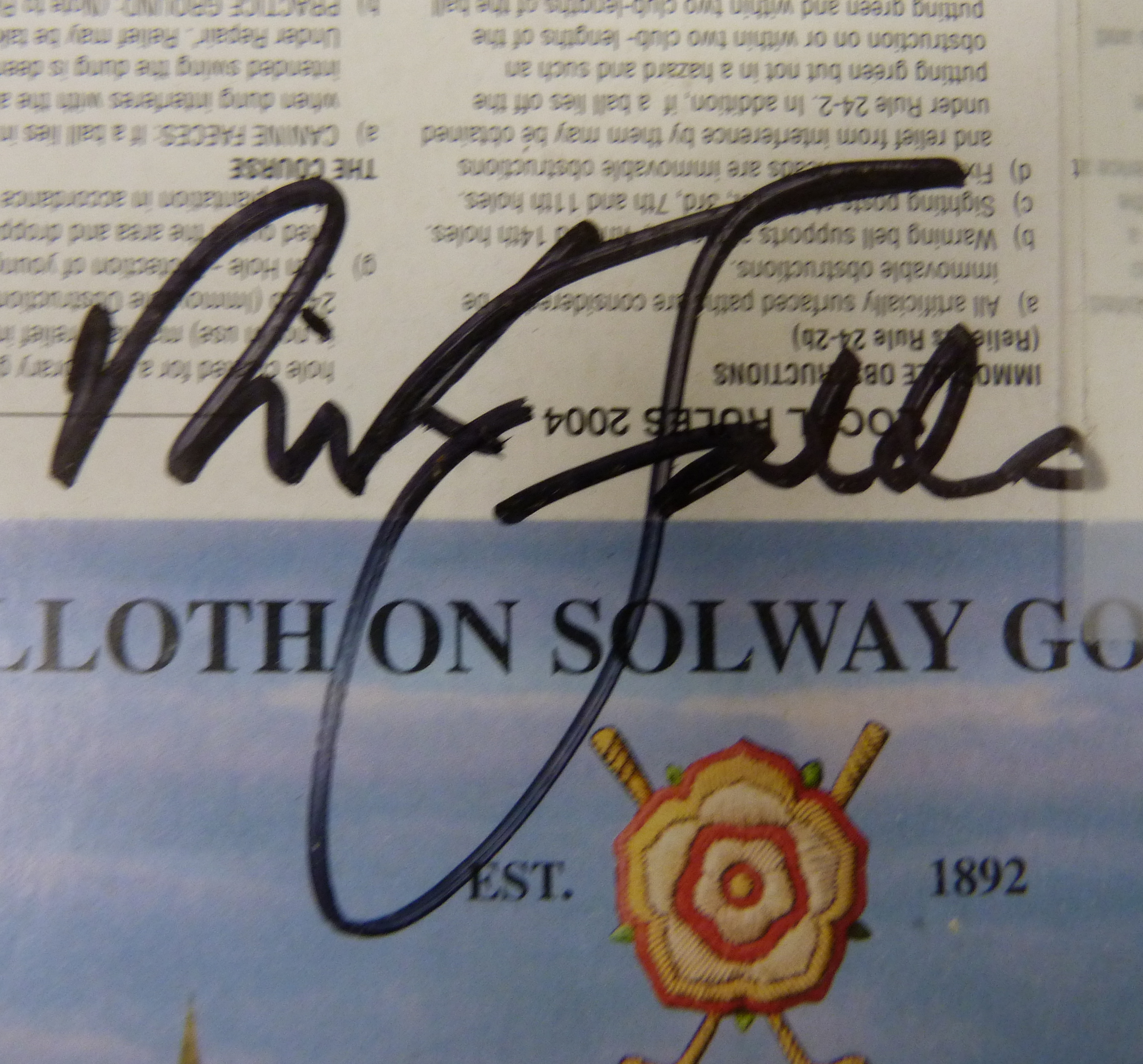 Golf Autographs.  Silloth on Solway golf club score card with autographs of Montgomerie, Woosnam & - Image 2 of 3
