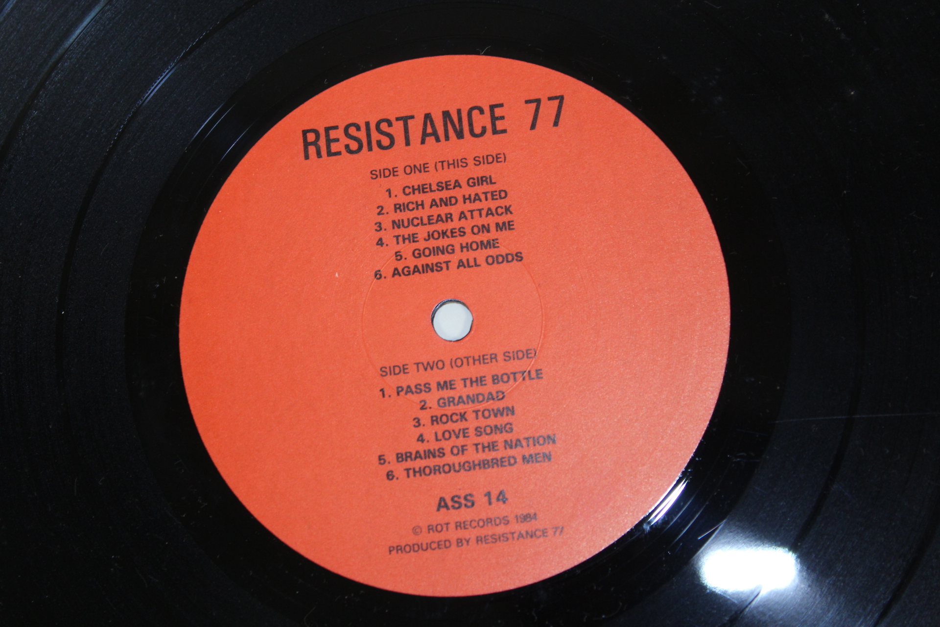 Resistance 77 LP 'Thoroughbred Men', 1984. - Image 3 of 3