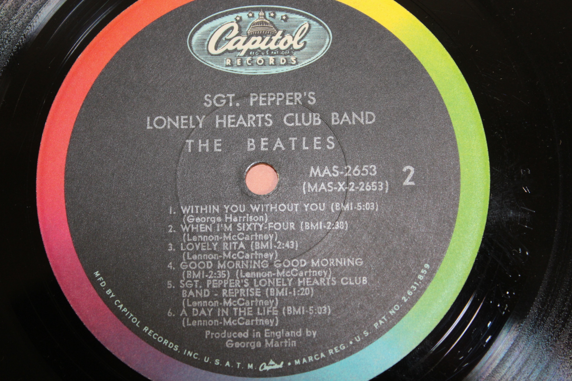 Beatles 'Sgt Pepper' LP, US pressing, with flame inner and insert and rainbow rim label. Without the - Image 6 of 6