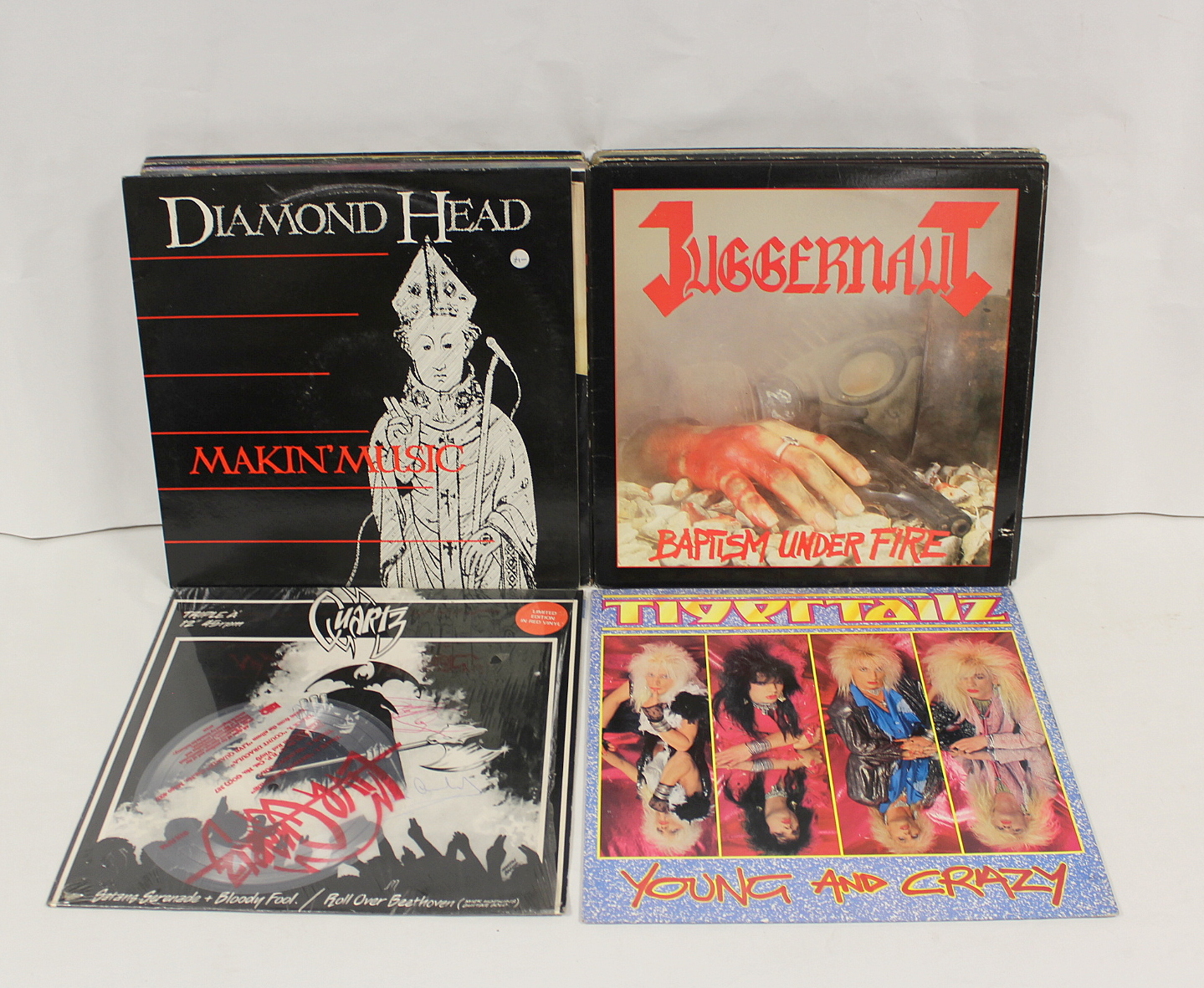 Collection of NWOBHM LPs etc to include Juggernaut, 2 x Quartz 'AAA', on red vinyl (one of which has