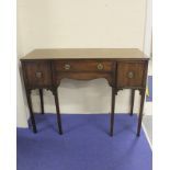 Mahogany sideboard in the Sheraton style, frieze drawer and two cupboards on square tapered