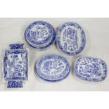 19th century pearlware twin handled pickle dish and a small collection of various miniature plates