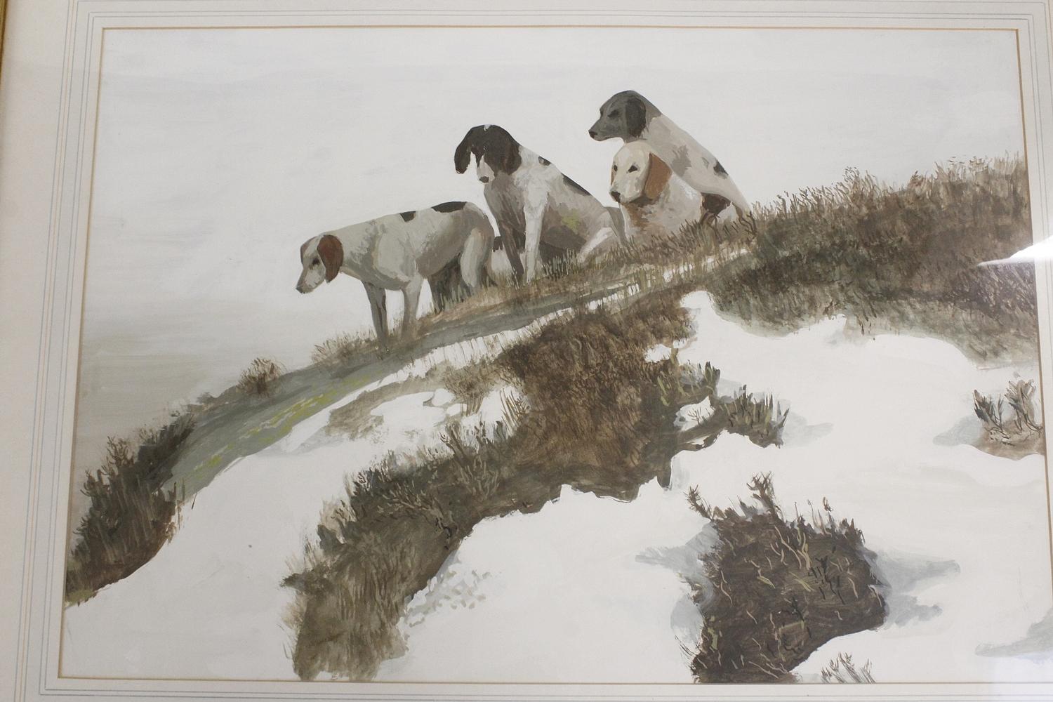 Barker of Lanercost.Bewcastle Foxhounds.Gouache, 37cm x 54cm. - Image 2 of 4