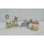 Four Beswick Beatrix Potter figures, Hunca Munca, Old Woman who lived in a shoe, Hunca Munca