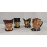 Four Royal Doulton miniature character jugs, Dick Turpin, John Peel, The Cardinal and Fat Boy.