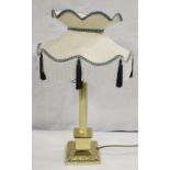 Brass table lamp of reeded column form (electrical testing and re wiring required)