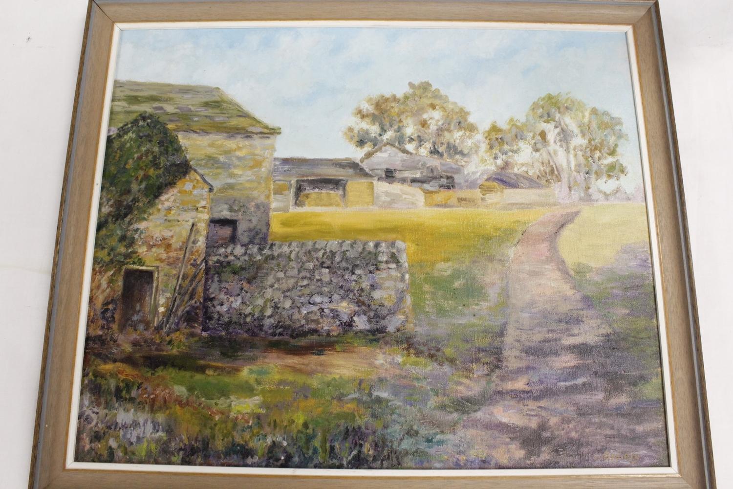 J Appleby.Dukesfield Farm, Northumberland.Oil on canvas, 45 x 55cm. Signed. - Image 2 of 3