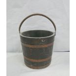 Coopered oak coal bucket