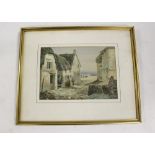 19th Century School.Fishing Village.Watercolour heightened with white. 18cm x 25cm.