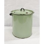 Green enamel bread bin