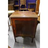 Edwardian beech music cabinet, single panel door.