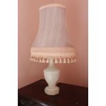 Alabaster table lamp (electrical re wiring required) and another similar. (2)