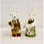Two Royal Crown Derby figures, Christmas Cook Bear and another (no stopper) 9 and 9.5 cm