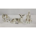 Three Royal Crown Derby paperweights, Derby City Ram, Jacob lamb and Nibbles (Rabbit), all gold