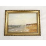 Late 19th / early 20th Century School.Beach Scene.Oil on board. 16cm x 24cm. and another coastal