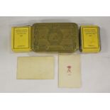 WWI Princess Mary 1914 brass Christmas gift tin to include cigarette, tobacco and Christmas card.
