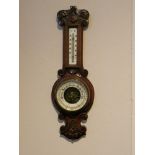 1930's oak barometer and thermometer (glass defective).