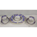 19th century Davenport porcelain tea wares, blue and gilt borders