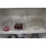 Collection of various glassware to include decanters, water jugs, preserve jars etc