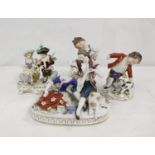 Three Sitzendorf porcelain figures and another (4)