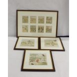 Set of eight (framed as one) Randolph Caldecott colour prints depicting the three jovial huntsman,