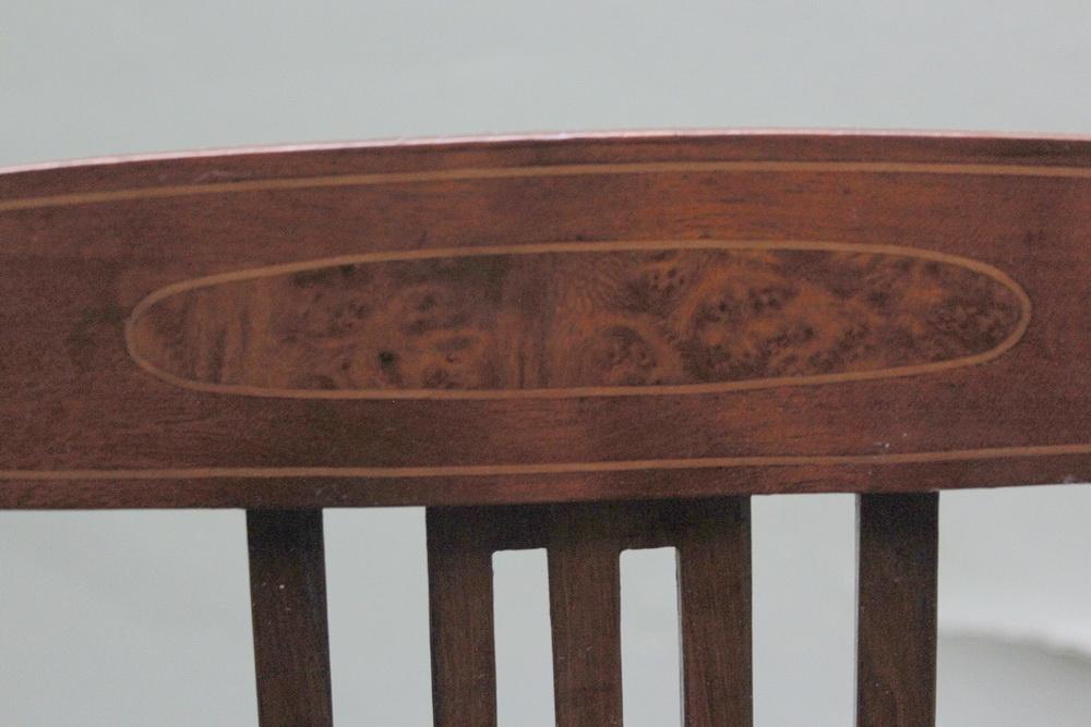 Edwardian mahogany elbow chair, oval seat and inlaid stringing. - Image 6 of 6