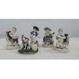 Five miniature Continental figure groups