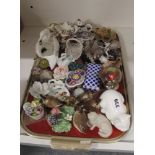 Tray of animal and other ornaments, trinket boxes etc