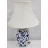 Blue and white table lamp (electrical re wiring required)