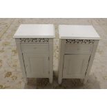 Pair of white bedside cabinets with frieze drawers