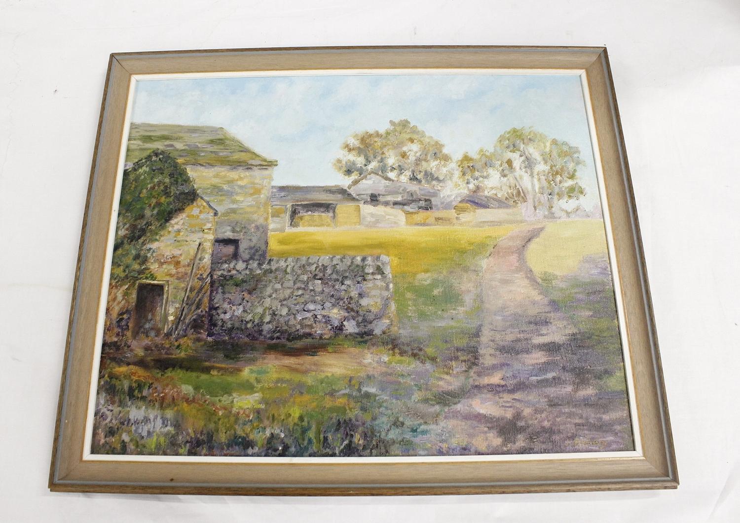 J Appleby.Dukesfield Farm, Northumberland.Oil on canvas, 45 x 55cm. Signed.