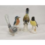 Lladro porcelain figure of a bird, 13cm and three Continental bird figures  (4)