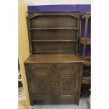 Reproduction oak dresser of small size, 95cm wide.