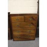 19th century mahogany chest of two short and three long drawers, 95cms wide