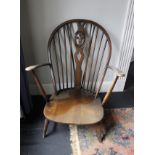 Ercol Windsor style armchair, with label.