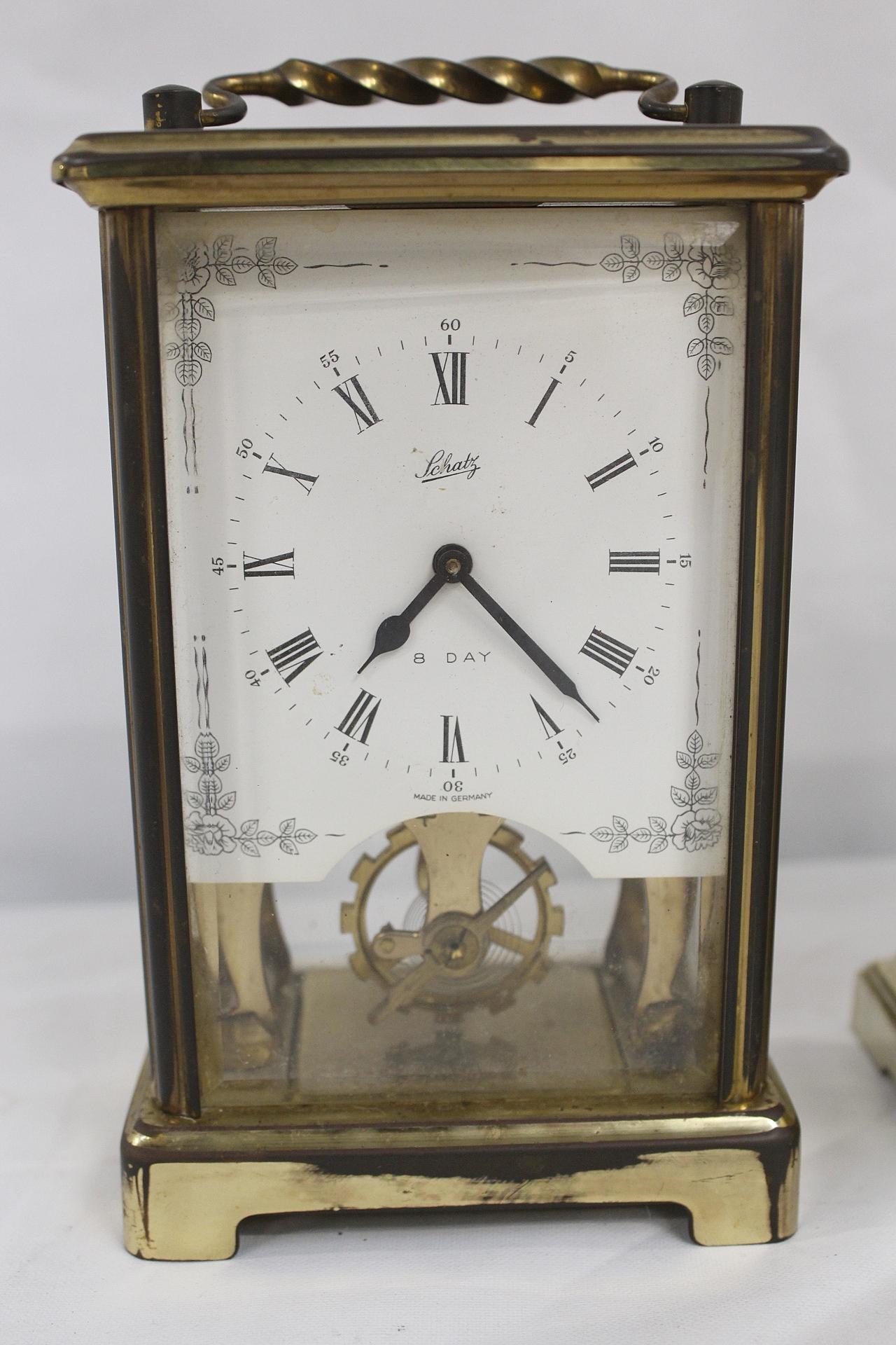 Schatz German 8 day carriage style mantel clock and another (2) - Image 2 of 2